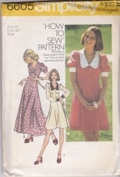 6605 1974 EMPIRE SS-LS TIED V-DRESS LENGTHS PATTERN 8